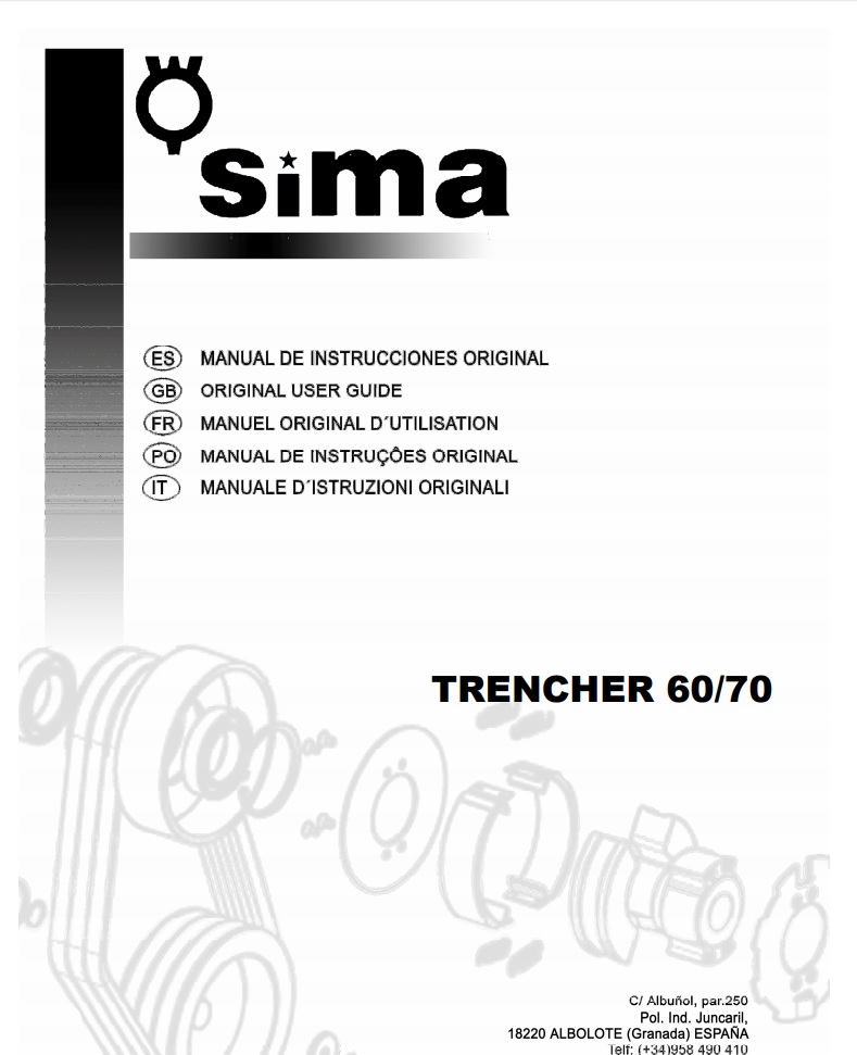 Užívateľská príručka TRENCHER 60/70 SIMA